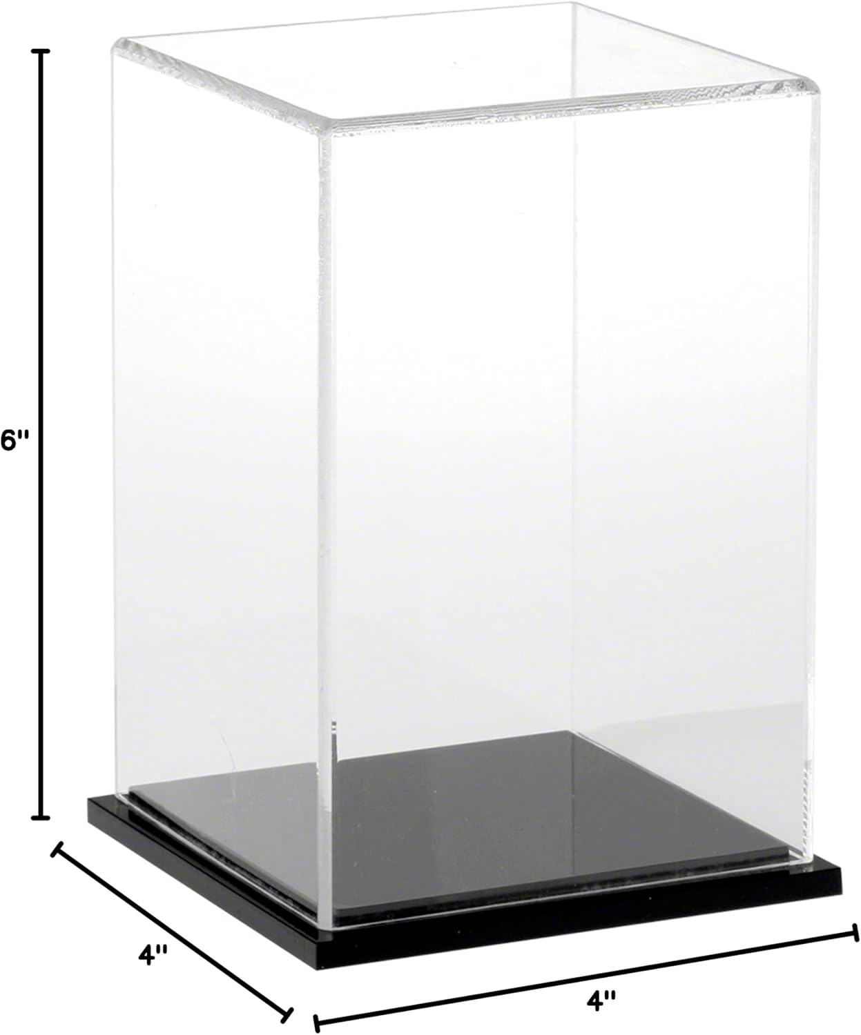 Plymor Clear Acrylic Display Case with Hardwood Base, 4" W x 4" D x 6" H