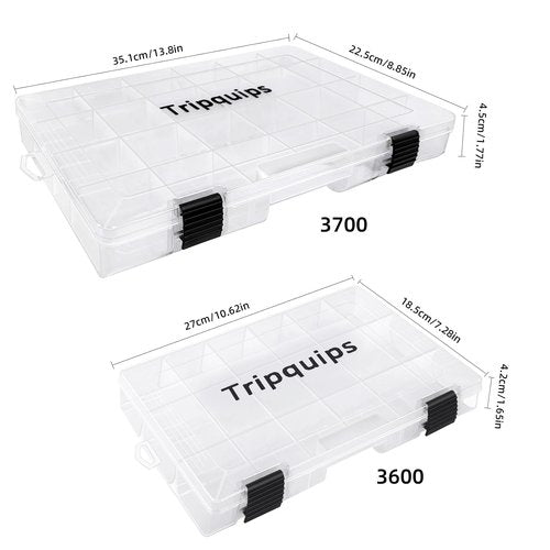 Tripquips 3600 Tackle Trays, Plastic Storage Organizer Box with Removable Dividers - Tackle Boxes - Fishing Tackle Storage - 3700 Tackle Trays - 2 Packs/4 Packs Box Organizer-3600 4 Packs