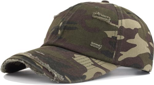 TSSGBL100% Cotton Camouflage Distressed Baseabll Cap Ripped Vintage Dad Hat Adjustable Low Profile Headwear Ball Caps for Women Men Army Tactical Camo