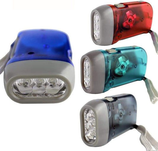 Guyuyii 4-Pack Hand Crank Flashlight - Portable Wind-Up Flashlight for Emergency Preparedness, Camping Trips and Kids, with 3 LED Bright Lights and Wrist Strap