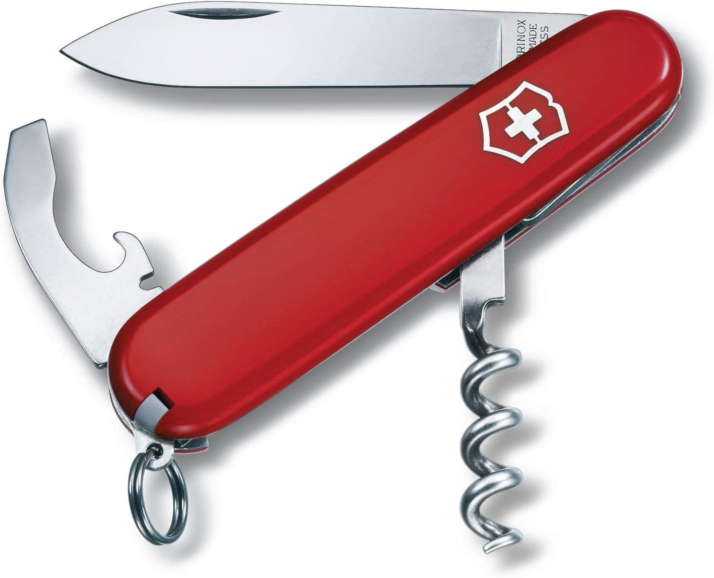 Victorinox Waiter Swiss Army Knife, 9 Function Swiss Made Pocket Knife with Large Blade, Corkscrew and Bottle Opener - Red