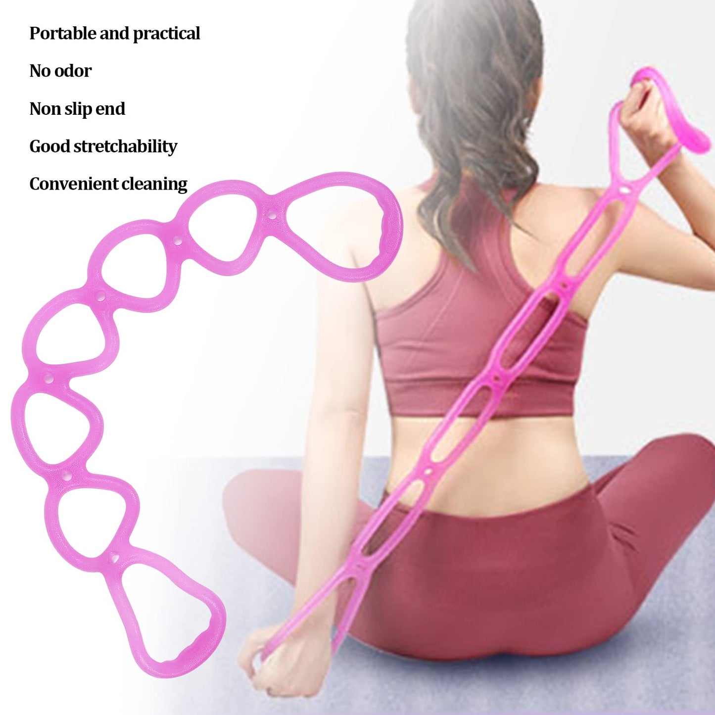 Boxwizard Pull Rope Yoga Silicone Pull Rope Resistance Band Fitness Elastic Pull Rope Home Gym Multifunctional Yoga Forming Workout 7 Hole Resistance Band for Exercise Training Fitness Workout