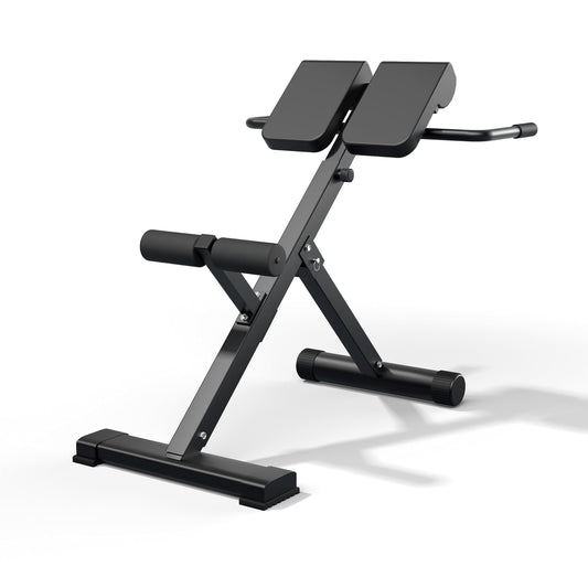 45-Degree Hyperextension Roman Chair - Adjustable Height and Back, Sturdy and Comfortable - Glute, Hamstring, and Ab Workouts - Foldable Sit Up Gym Bench for Home ★