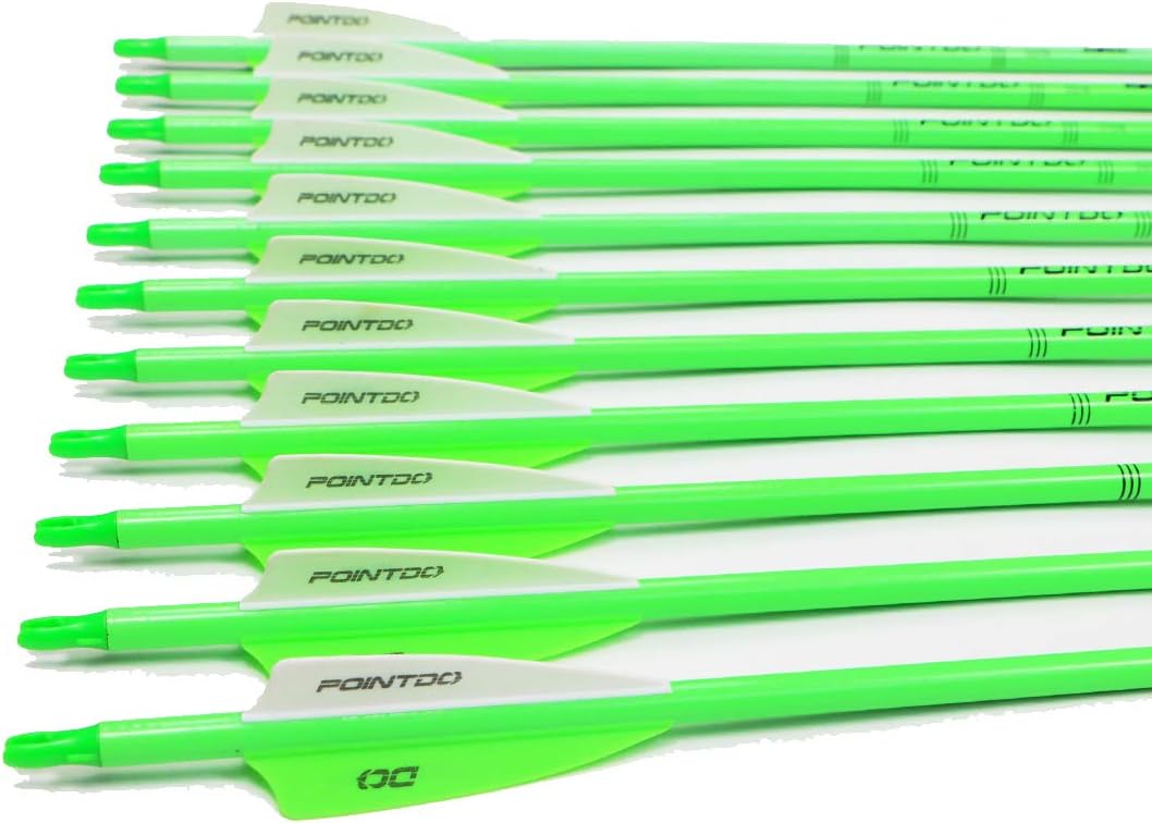 30inch Carbon Arrow Fluorescence Color Targeting and Practice and Hunting Arrows for Compound Bow and Recurve Bow with Removable Tips(Pack of 12)