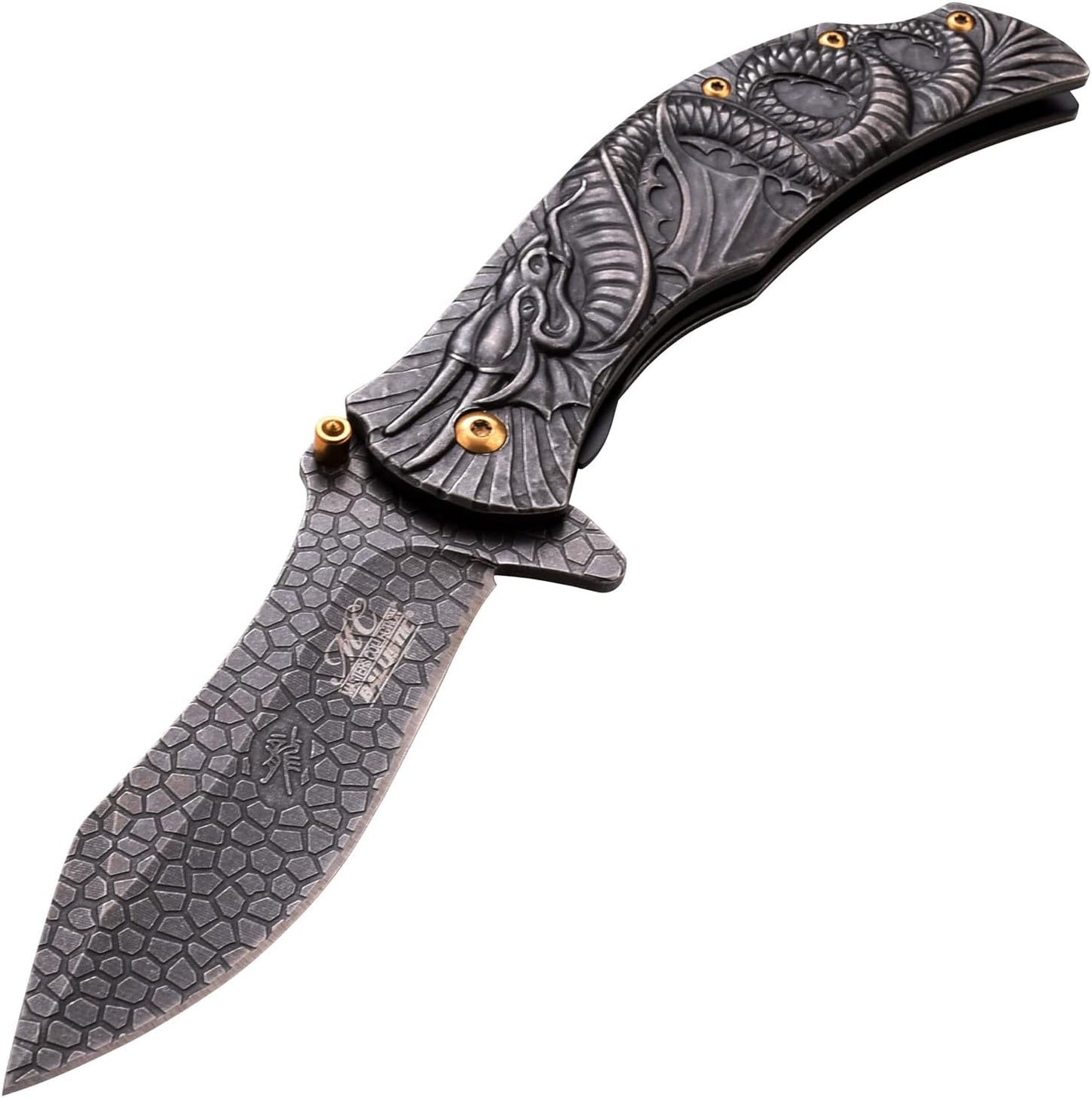 Masters Collection MC-A014SW Spring Assist Folding Knife, Black Blade, Black Handle, 4.75-Inch Closed