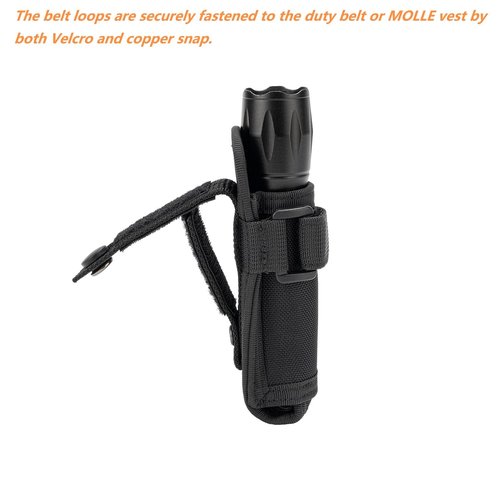 TACNEX Open Top Flashlight Holder Nylon Pouch Duty Belt MOLLE Torch Holster Tactical Light Carry Case Tool Carrier Gear Sheath Belt Clip Strap (Short(Height: 5"))