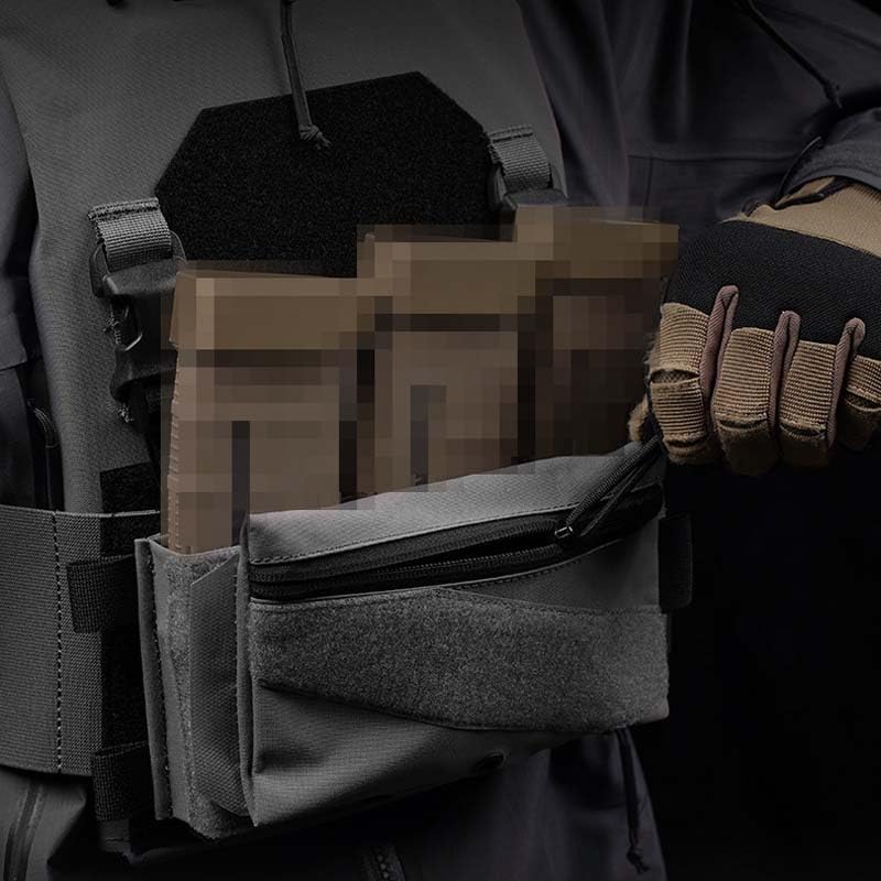 Tactical Sticky Admin Pouch with Loop Panel Utility Snack Pouch Tool Storage Bag for Tactical Vest Chest Rig Black
