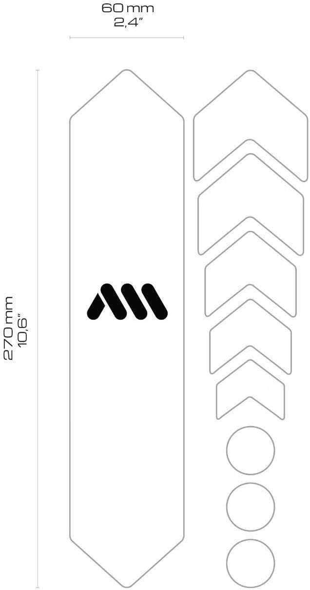 All Mountain Style Bike Frame Protector Universal Fit - 9-Piece Set for Down Tube, Chainstay, Cable Wear, High-Impact Honeycomb PVC to Protect Your Bike from Scratches, Chips and Dings