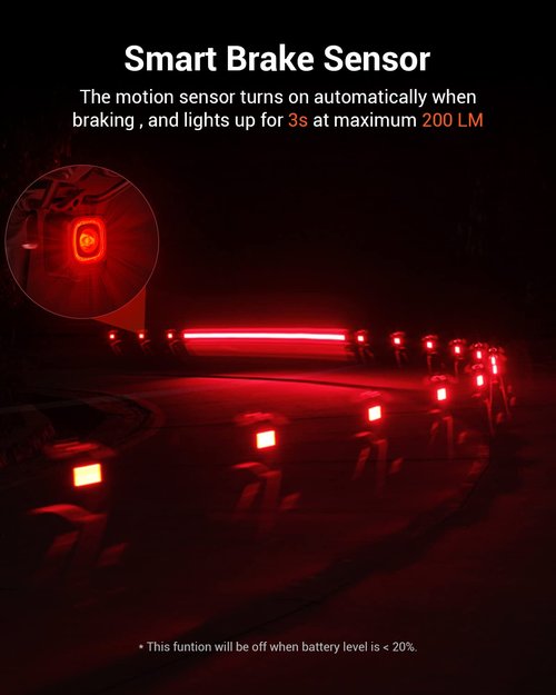 Magicshine SEEMEE 200 V3.0 USB C Rechargeable Bike Tail Lights,200 Lumens Max Output,360° Visibility Bicycle Lights, Smart Brake Sensor IPX6 Waterproof Rear Bike Lights 5 Modes for Road Urban Cyclists