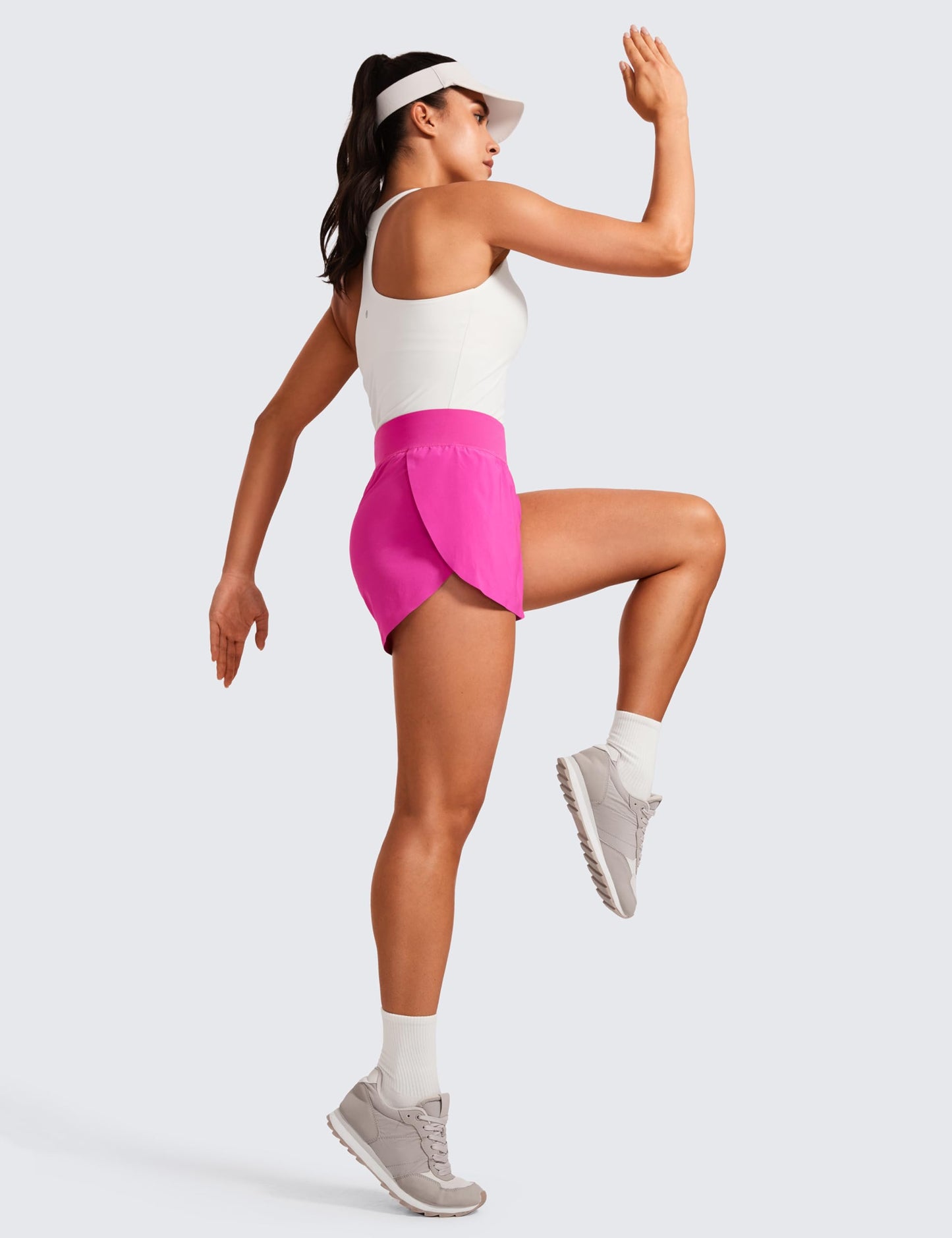 CRZ YOGA High Waisted Split Running Shorts for Women 3" - Comfy Mesh Liner for Workout Athletic GymTrack Quick Dry Hibiscus Purple XX-Small