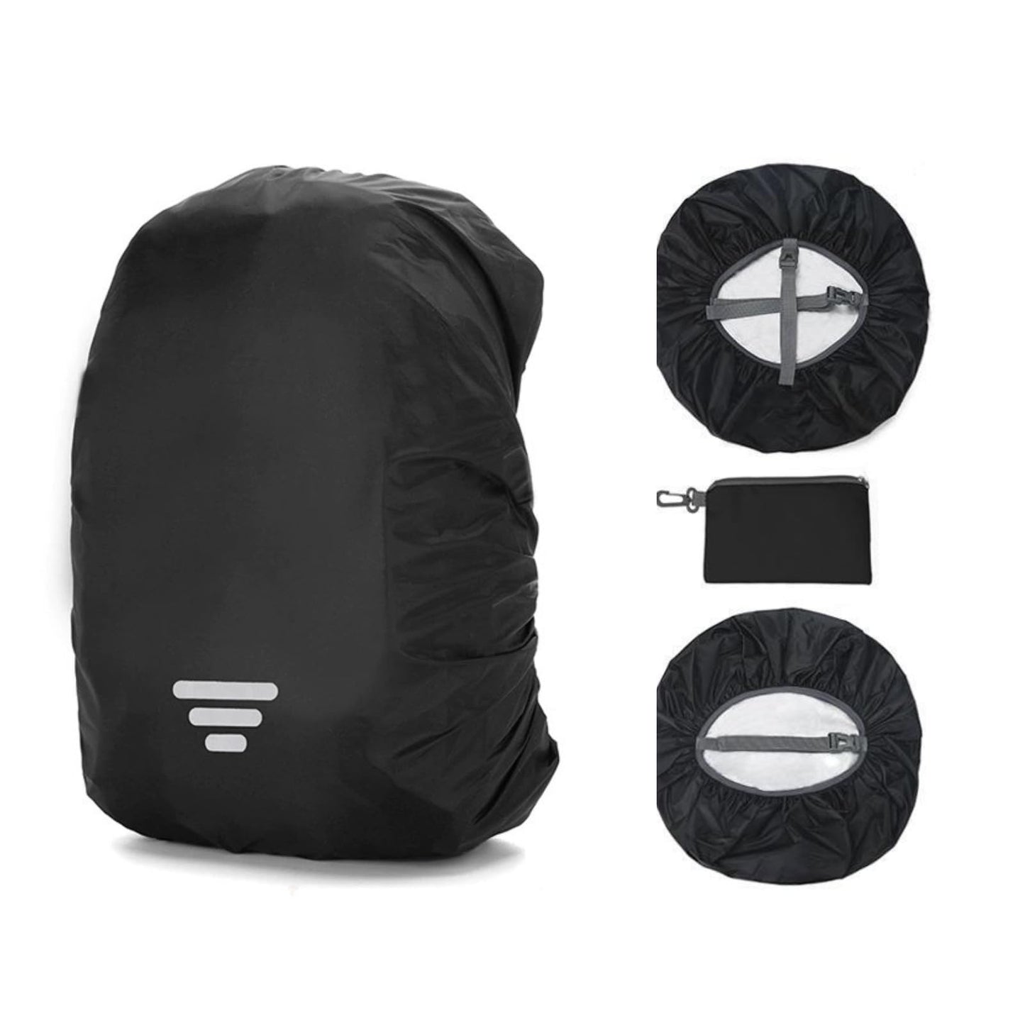 GlneYos Backpack rain Cover Waterproof with Reflective 2 Pack Dirt Repellent Thicken Rucksack Cover for Hiking Cycling Traveling Camping (Black Three-bar, M(25-40L))