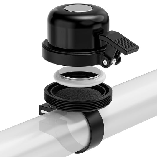 FUNWICT Bike Bell for AirTag, Hidden Bike Mount AirTag Under Bicycle Bell, Anti-Theft for Adult Kids Bicycle Scooter, Loud Clear Sound Bike Bell Fit for Most Handlebars (Black)