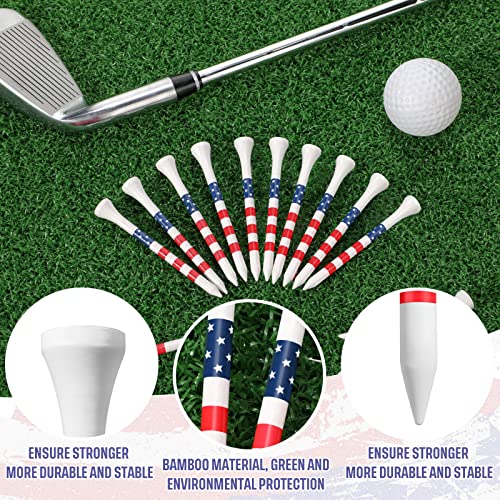 Patriotic Golf Tees Bulk - 600 Pieces, 3-1/4 Inches, Chic Design, Red White Blue