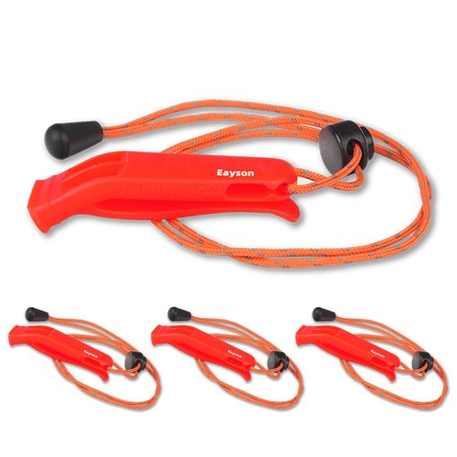 Eayson 4 Pcs Emergency Whistle-Super Loud Survival Whistle with Lanyard for Safety Alert,Boating,Swimming,Kayaking,Hiking,Camping,Hunting and Rescue Signaling (4 Pcs Red)