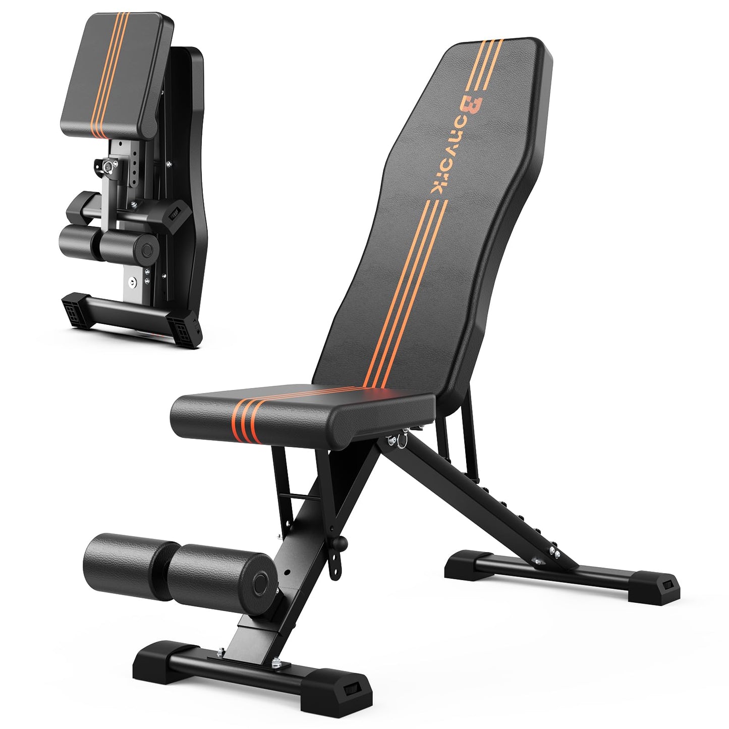 800LBS Adjustable Weight Bench - Bonvork Foldable Workout Bench Press with 20.5'' Extended Base for Home Gym, Folding Decline Incline Strength Training Bench for Full Body Exercise - 2024 Version