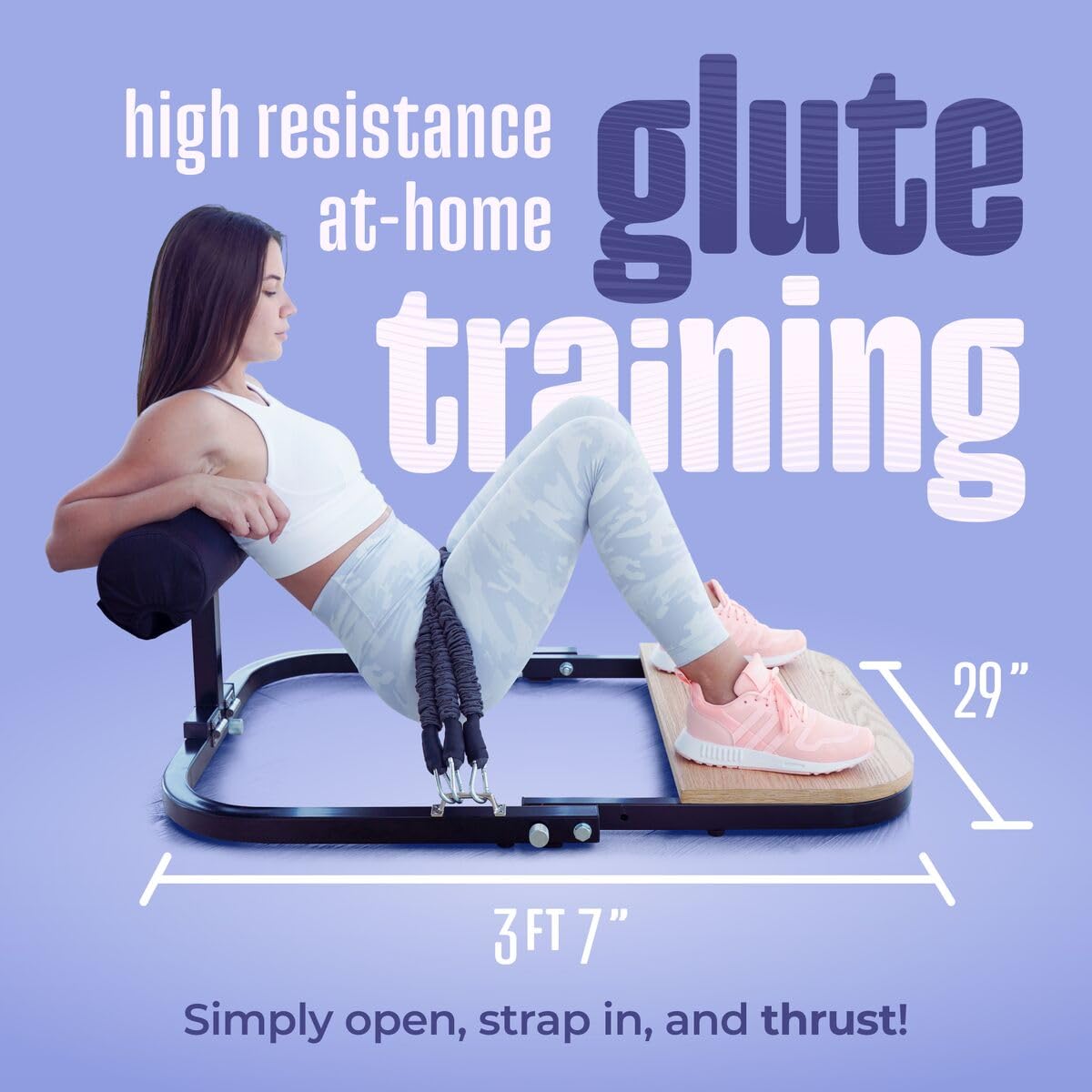 BootySprout Hip Thrust Machine for High Resistance Glute Training - Home Gym Workout - Comes with 45, 90, and 135 Lbs of Resistance - Black