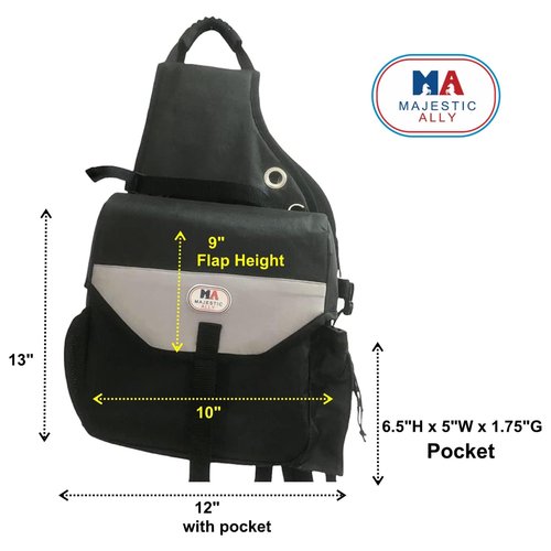 Majestic Ally Horse Saddle Bag - Nylon Insulated Leakproof Cooler, Reflective Padded with Pockets and Water Bottle Carrier, Durable Equestrian Saddle Bag (Brown)