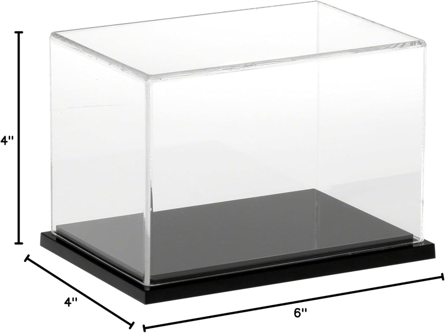 Plymor Clear Acrylic Display Case with Hardwood Base, 6" W x 4" D x 4" H