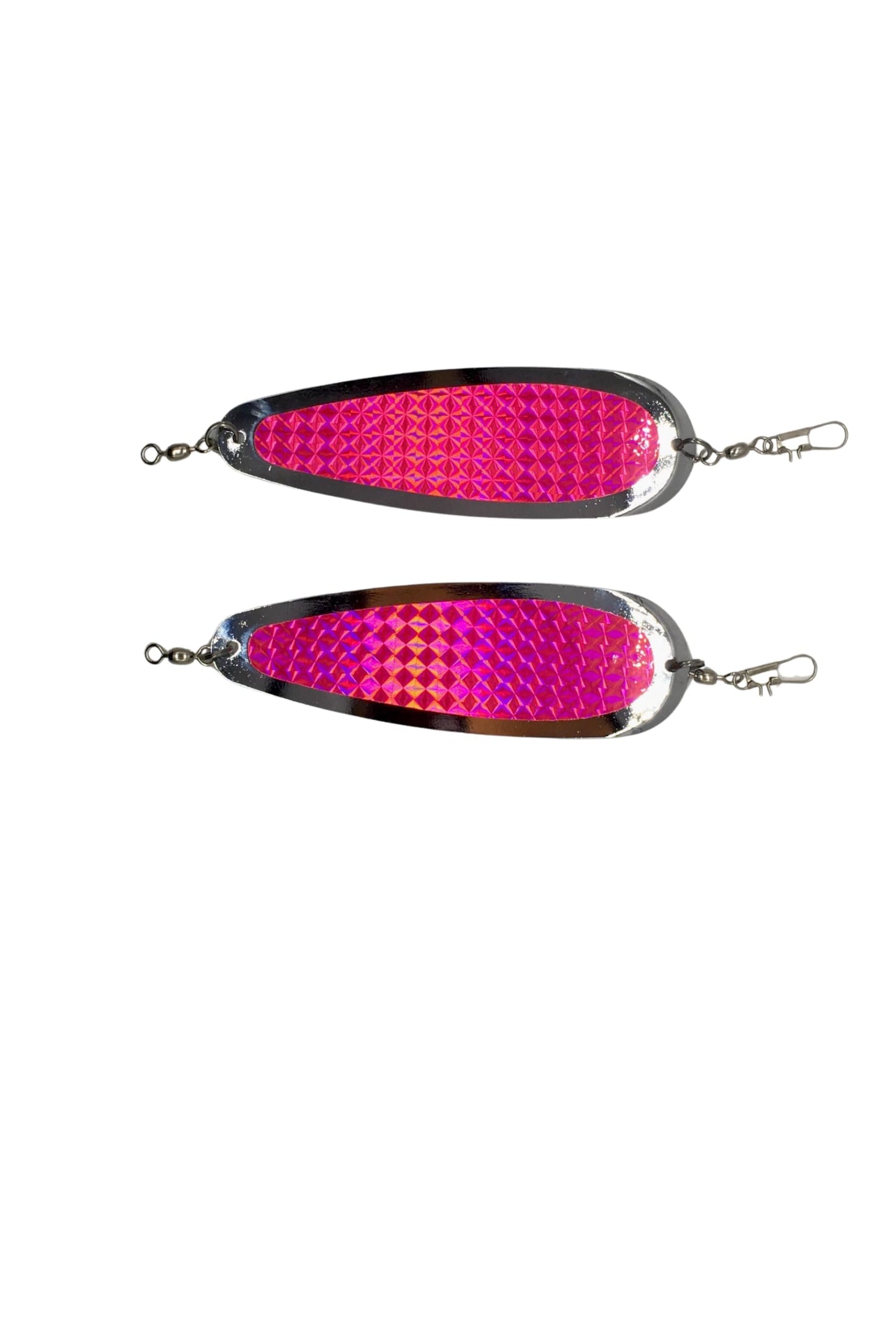 KOKOPROS Kokanee Salmon Finished Teardrop Fishing Flashers 5-1/2" - Chrome Plated Hot Pink - Reflective Design for Salmon & Trout Fishing - 2 Pack
