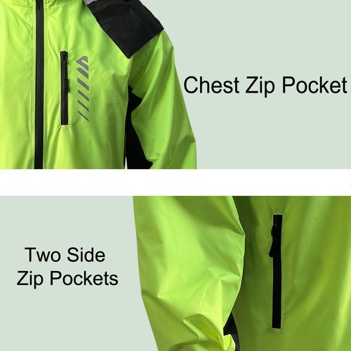 Lo.gas Men's Rain Jacket Waterproof with Hood Rain Shell Jacket Raincoat for Cycling Running Windbreaker green M