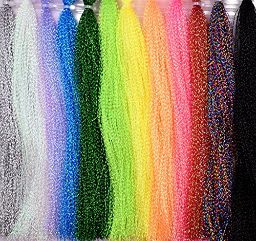 12 Colors Crystal Flash Line Fly Tying Material for Fishing Lures - C