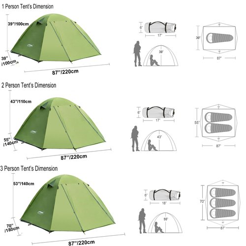 DESERT & FOX Camping Tents 1/2/3 Person,Outdoor Lightweight Backpacking Tent Waterproof 3 Season Tent for Family Hiking Hunting Mountaineering Travel