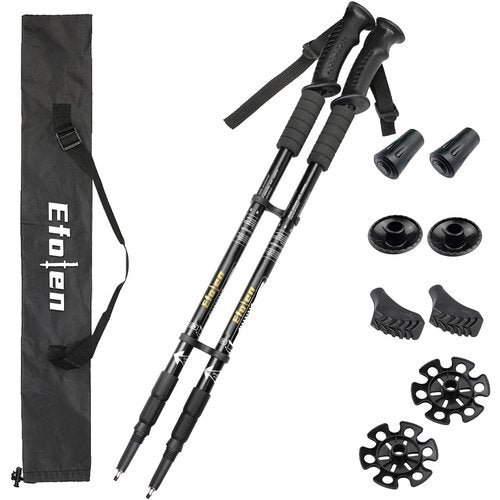 Ultralight Aluminum Trekking Poles-Collapsible Hiking Poles,Comfort Handle with Rubber Grips,Lightweight Folding Outdoor Walking Sticks for Adult&Children,Hiking,Camping,Backpacking-2 Packs