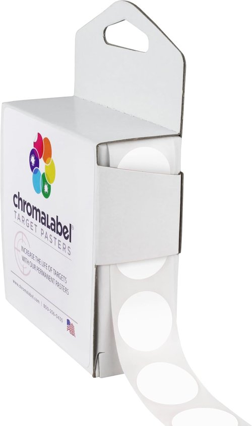 ChromaLabel 0.75 Inch Permanent Round Target Pasters for Shooting and Marksmanship, 1000 Labels per Dispenser Box