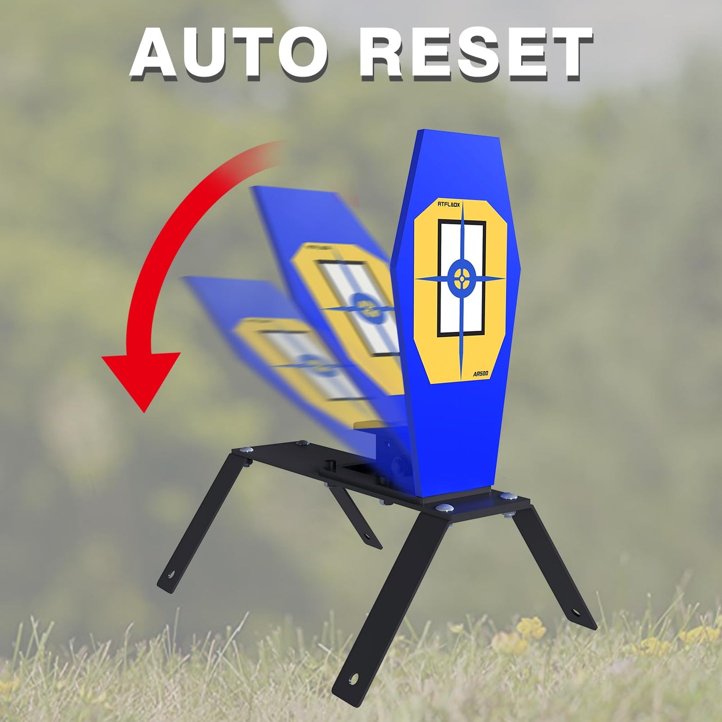 Atflbox 3/8'' AR500 Auto Reset Target, 13x6 inch Classic Popper Steel Shooting Target for Shooting Range, Suitable for Pistol, Rifle, Handgun, Shotgun, Rimfire