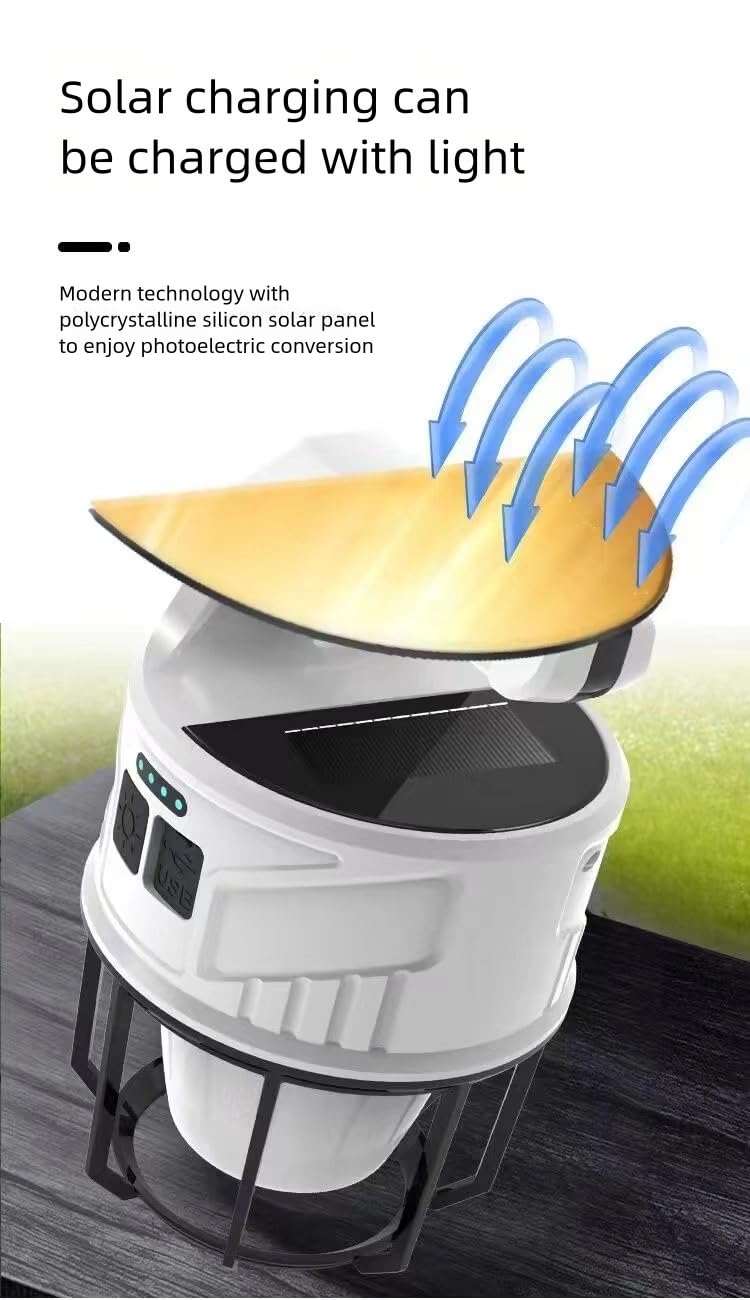 500LM Solar Camping Lantern, Rechargeable LED Light, 7 Modes, Waterproof for Emergency & Outdoor