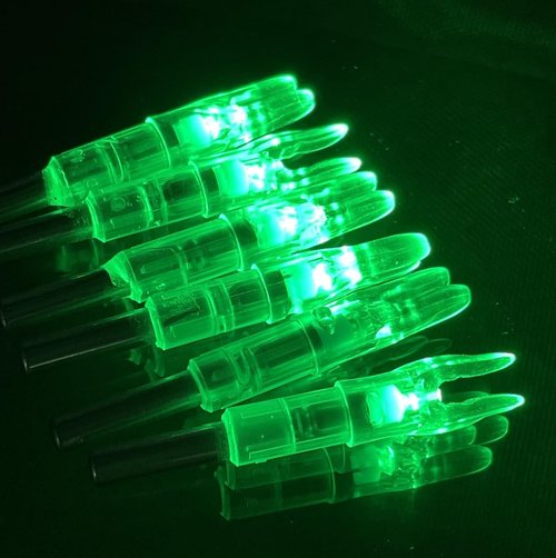 LEANPRO 6/12 PCS S Lighted Nocks for Arrows .244"/6.2mm Inside Diameter Lighted Arrow Nocks for Archery Hunting (6 PCS - Green)