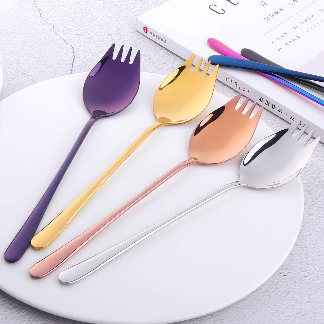 7-pack 8.5 INCH 18/10 Stainless Steel Spoon Sporks for Household Use Camping Travel Hiking