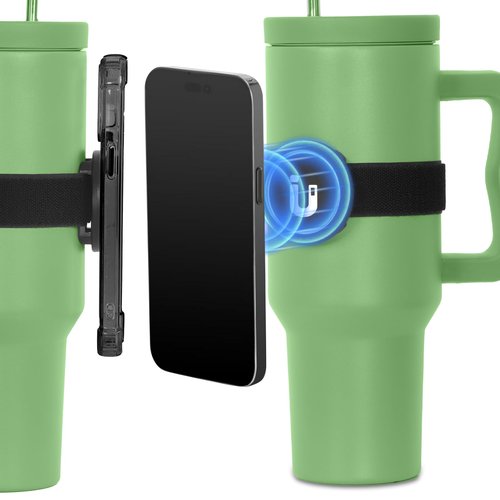 BEEYEO Phone Strap for Bottles Stanley Cups, Magnetic Phone Holder for Phone Using in Gym, Shopping Cart with Metal Ring - 1Pcs Adjustable Long Strap and 1Pcs Short Strap