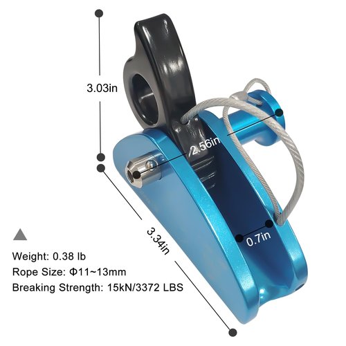 SEPEAK 15kN Detachable Rope Grab Ascender, Flip Line Adjuster,Grip Clamp,Fall Protection Belay Device for Rock Climbing,Tree Arborist,Climbing Rescue Caving, Mountaineering/Fit for 11~13 MM Rope/Blue
