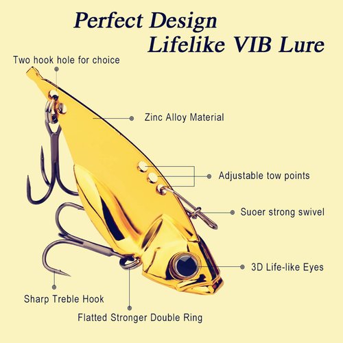 Zsrivk 10PCS Fishing Lures, Metal VIB Hard Blade Baits, Spinner Spoon Metal Fishing Spoon Crankbaits Swimbaits for Trout Walleye Crappie