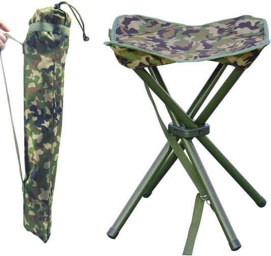 JSHANMEI Camping Stool Portable Folding Stool for Outdoor Hiking Fishing Travel Deluxe 4 Leg, Support 300 lbs