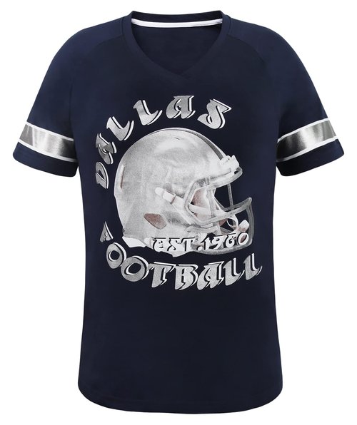 Womens City Football Fans Athletic V Neck Tee Shirts - Navy Size: Small