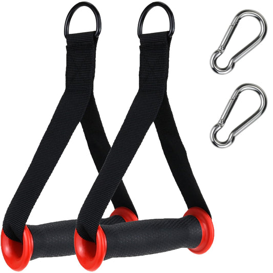 Exercise Handles for Resistance Bands & Cable Machines – Heavy-Duty Non-Slip Padded Grips for Strength Training, Home Gym, and Rehabilitation (Red)