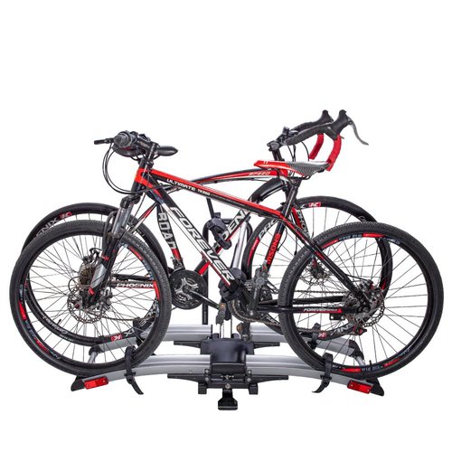 Terraysun Bike Rack for Car, 140 lbs Capacity Aluminum Electric Bike Carrier with Wheels for Easy Roll-Away Storage, Foldable for 5.5" Fat Tires with Anti-Rattle Device & Tool-Free Installation