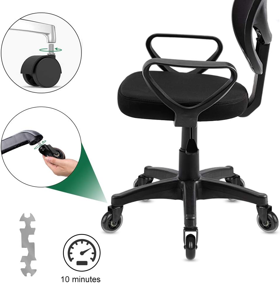 8T8 Office Chair Caster Wheels with 5/16''-18x1 Threaded Stem Caster, Heavy Duty 3" Replacement Rubber Office Chair Wheels for Smart Home Offices, Safe for Hardwood Tile Floors