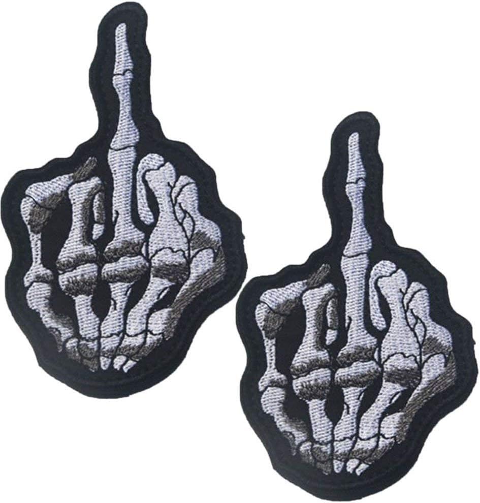 Hook & Loop Skull Middle Finger Funny Tactical Morale Patch Bundle 2 Pieces (Color 1)