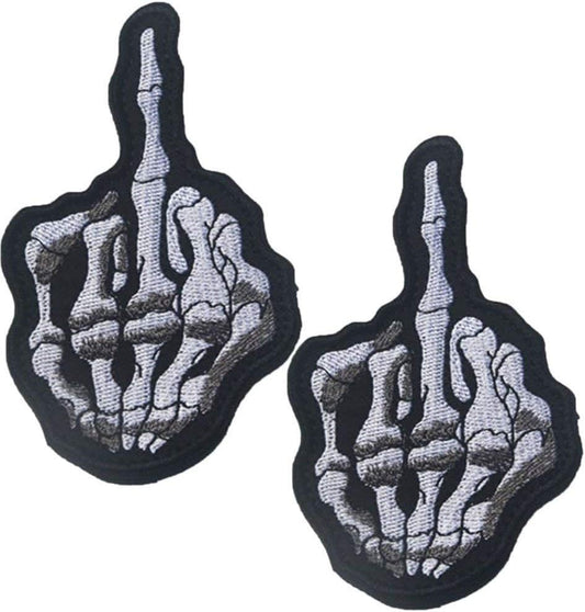 Hook & Loop Skull Middle Finger Funny Tactical Morale Patch Bundle 2 Pieces (Color 1)