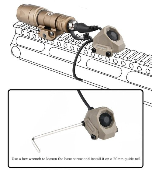 okyass Tactical Modular Button Remote Activation Pressure Switch for SF M300 M600 PEQ15/PEQ DBAL NGAL Series Weapon Light and Tactical Flashlight,Tan (SF Plug Tan)