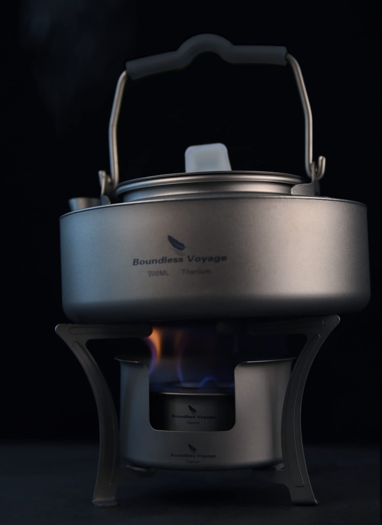 iBasingo Mini Titanium Spirit Stove Alcohol Heater Wood Burner with Stand Outdoor Camping Hiking Backpacking Furnace Tourist Cooker Survival Trekking Hiking Supplies (Ti2013C)