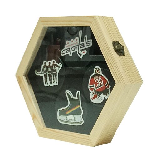 Hockey Display Case, Hockey Rack, Hockey Display Case with UV Resistant Vintage Lock, Holds 4 Hockey Pucks (Pucks Not Included)...
