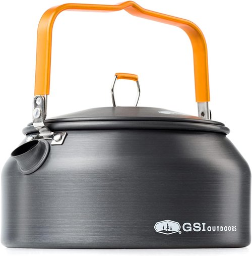 GSI Outdoors Halulite Tea Kettle, Ultralight Aluminum Camping Kettle, Durable, Fast-Boil for Backpacking, Hiking & Outdoor Cooking - 1.8 Liters