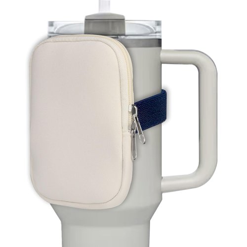 Stanley Water Bottle Pouch Compatible With Quencher Adventure Cup 30oz/40oz - Cream White Tumbler Bag With Strap for Phone, Cash, Card, Keys - Gym Water Cup Accessories