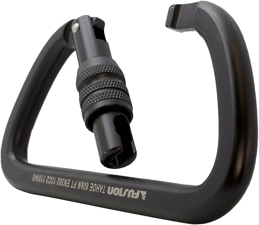 Screw Locking Carabiner 60KN - Fusion Climb® Tahoe - Professional Rock Climbing Carabiner - Heavy Duty Steel Clip - Screw Locking Carabiner for Climbing, Rappelling, D Shaped - UIAA