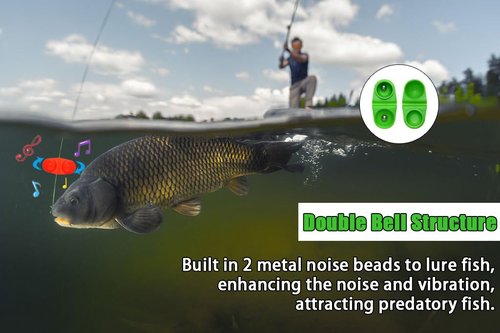 PESSILIN 40Pcs Catfish Rattle Bells, Fishing Double Rattle Bell Fishing Attractor, Catfish Rattles for Fishing, Fishing Alarm Tools