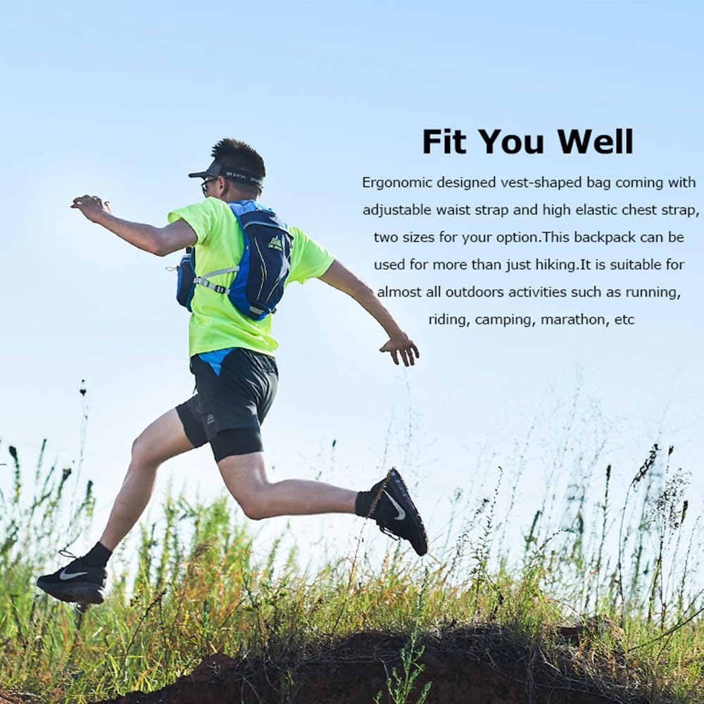 AONIJIE Running Hydration Vest for Women and Men 5.5L Lightweight Trail Runing Hydration Vest Pack Backpack for Running, Cycling, Climbing (Green+1.5L)